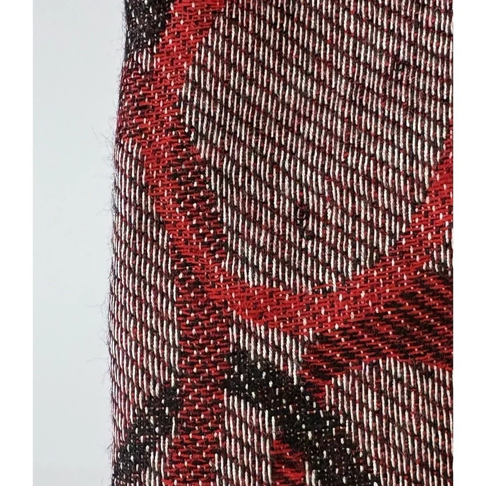 Pashmina Red & Black Geometric Print Silk Pashmina Blend Scarf Fringe Wrap 22x70
